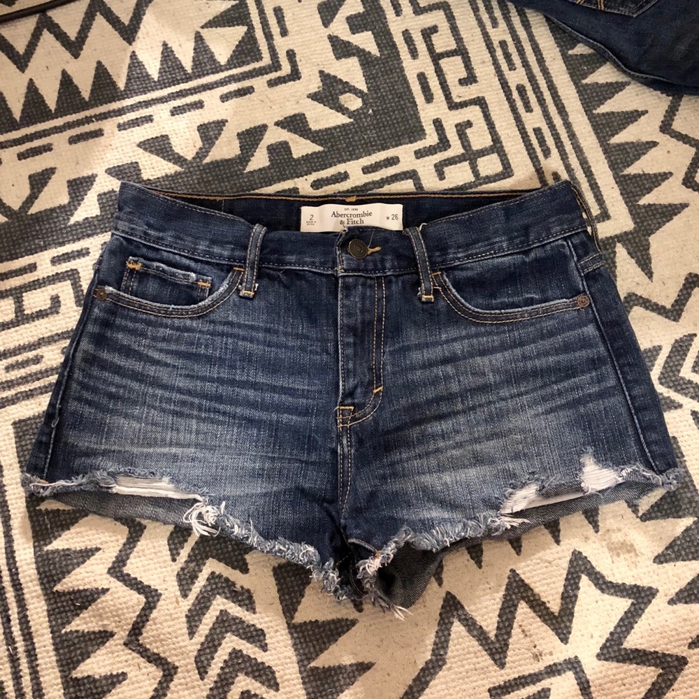 A&F Distressed High Rise Denim Shorts